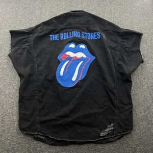 Zara X The Rolling Stones Denim Vest Mens L Tour Concert Band Jean Black EUC